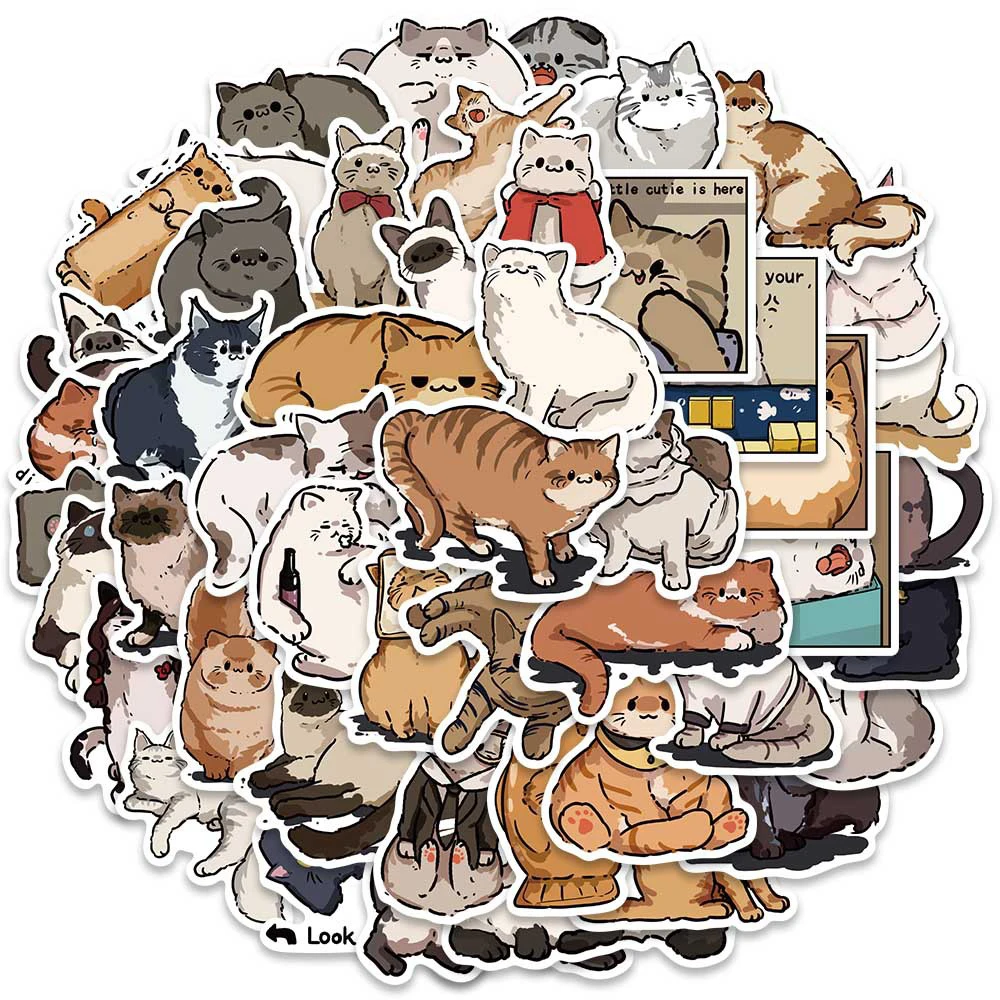 10/30/50pcs Kawaii Cat Kitty Meme Stickers Funny Cartoon Animal Decal Bike Scrapbooking Suitcase Laptop Toys Sticker for Kids 6pcs pack weekend flowers deco stickers scrapbooking styling journal toy deco album diy stationery stickers