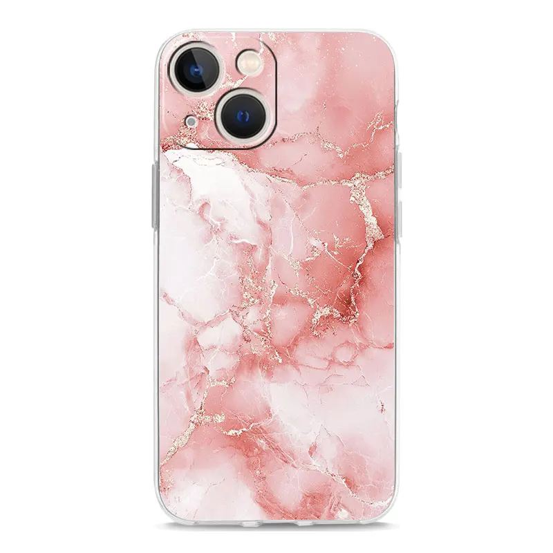 Fashion Gold Pink Marble Clear Phone Case Cover