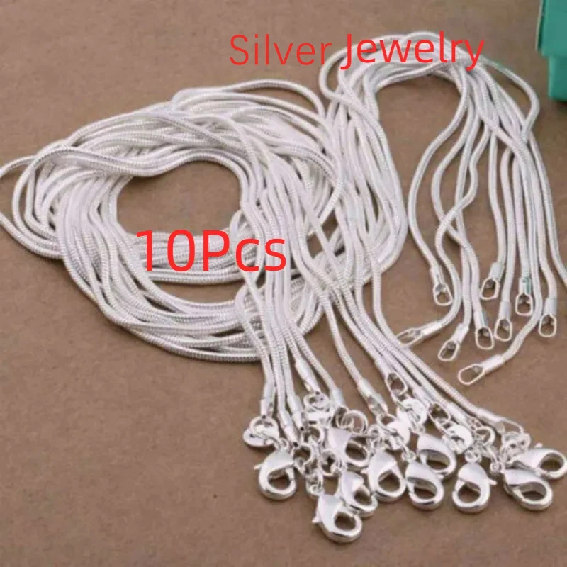 URMYLADY 10pcs Lot 40-75cm 925 Sterling Silver 1MM Snake Chain Necklace for Women Men Fashion Party Wedding Jewelry Gifts