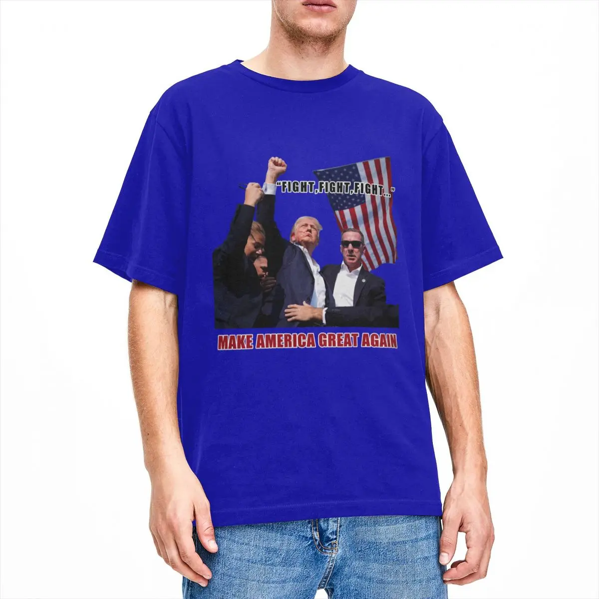 thumbnail image 1 of Camiseta Trump Fight Fight Fight Trump Make America Great Again Camisetas populares Camisetas de manga corta Tops clásicos Camisetas de algodón para la playa, 1 of 4