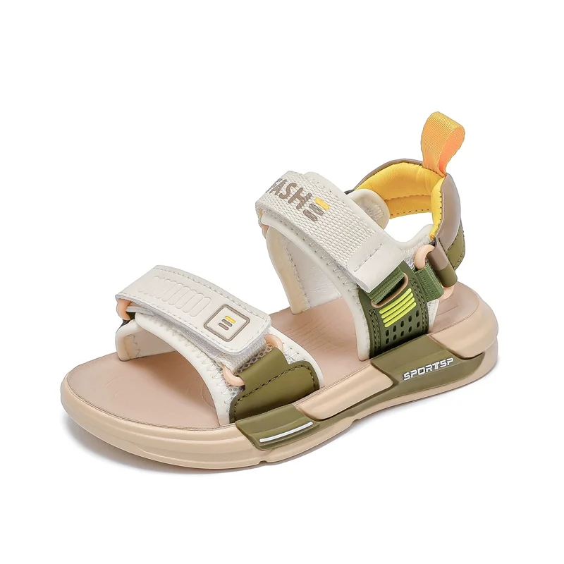 키즈 캐주얼 신발 샌들 오픈 토우 EVA 여름 신발 소년용 후크 앤 루프 미끄럼 방지 부드러운 바닥 베이지 블랙 신발 사이즈 26-37