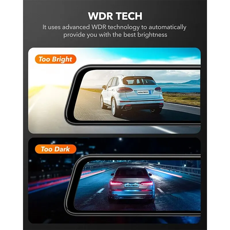 WOLFBOX GPS   ߰ ð HD  ī޶, ڵ DVR  , 12 ġ IPS  ī޶, 4K Ĺ  ķ, G840S