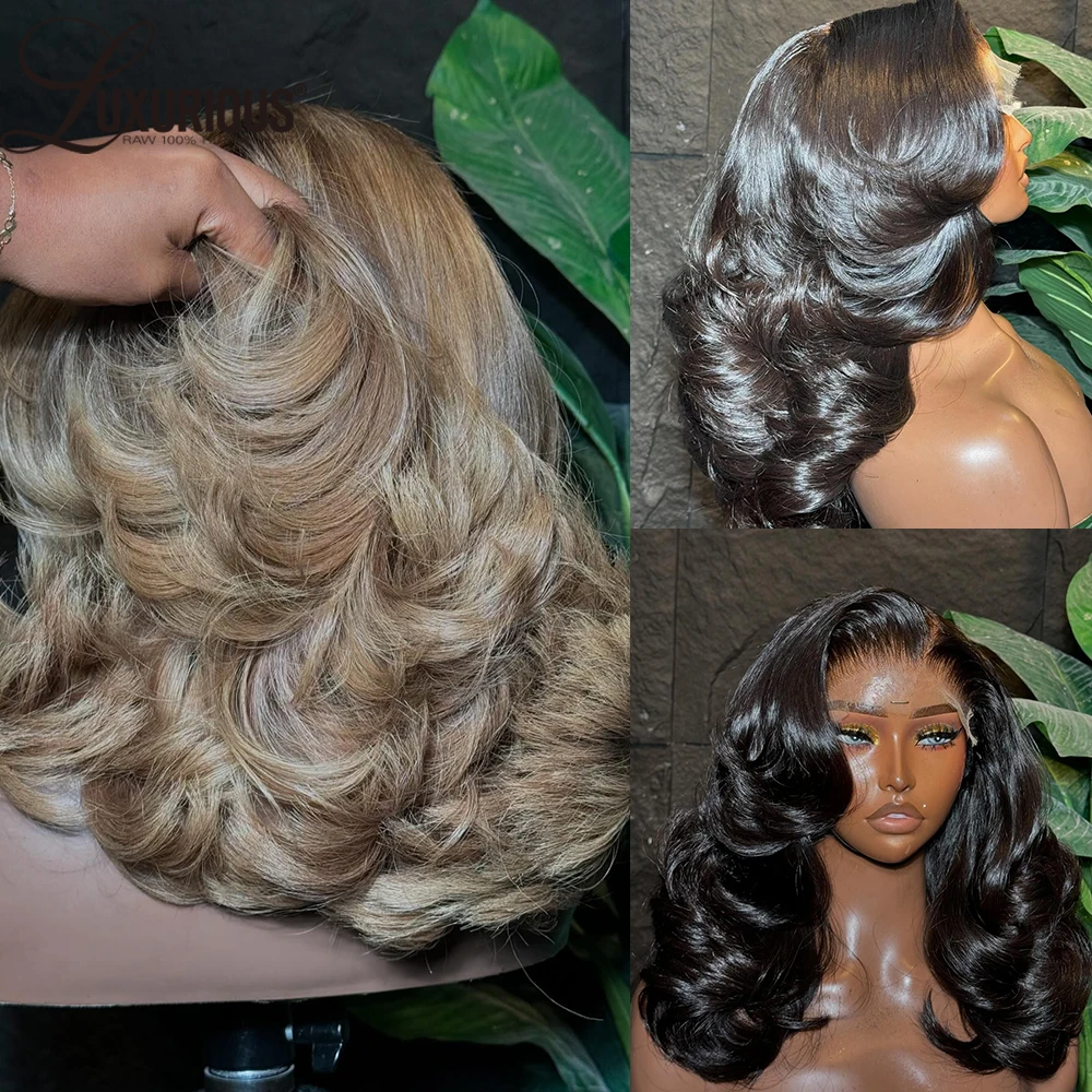 Honey Blonde Inspired Layered Colored Human Hair Wigs For Women 13x4 Lace Wig Human Hair Glueless Wear & Go Wig Pre-Plucked 250%