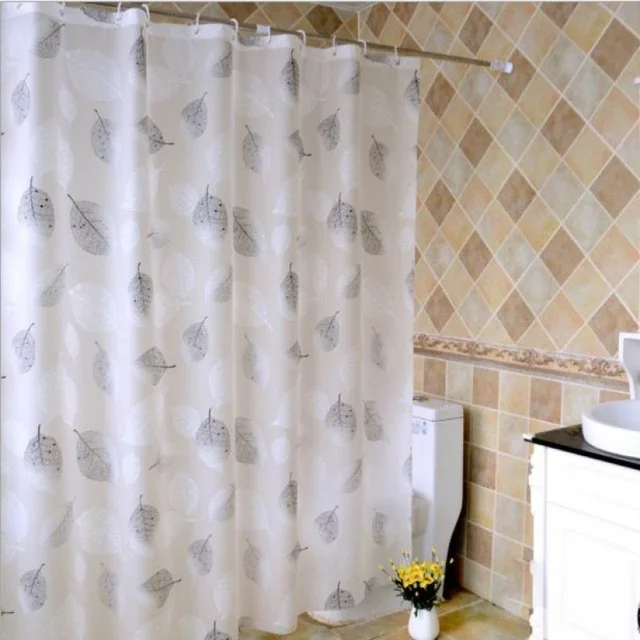 Cortinas de ducha impermeables para baño, cortina de baño gruesa con ganchos, ojales de Metal a prueba de óxido, patrón de hojas, PEVA