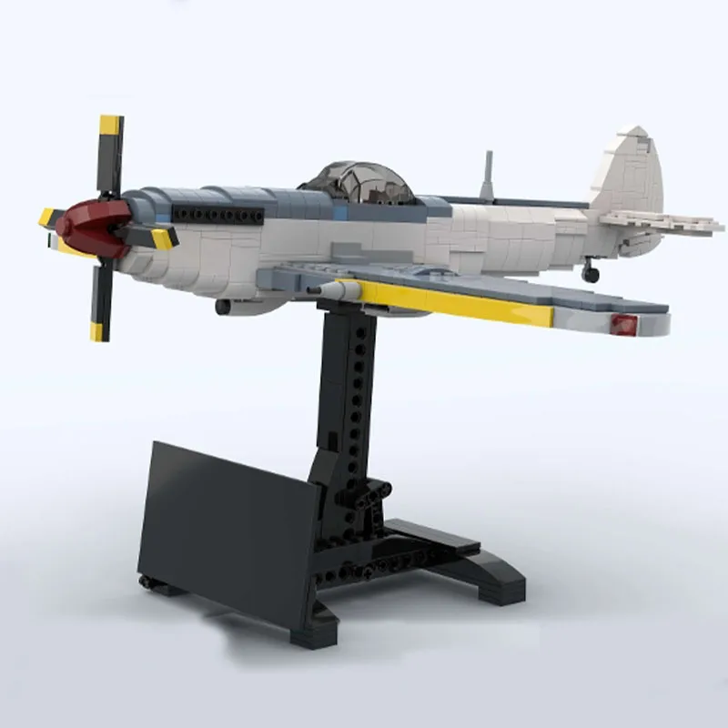 

NEW 807PCS WW2 Military MOC 1:27 scale Royal Navy Supermarine Seafire Model creative ideas high-techToy gift FighterPlane Blocks