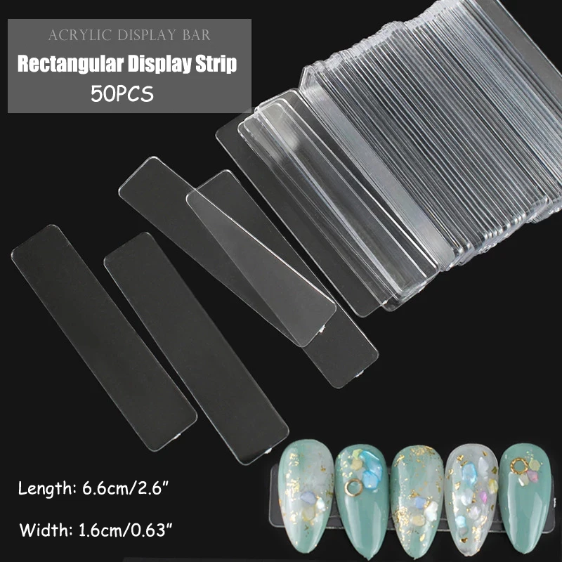 

50Pcs/Lot Nail Acrylic Strips 6.5*1.45*0.1cm High Transparent Display Board for Nail Art Japanese Style Display Bar Photo Prop