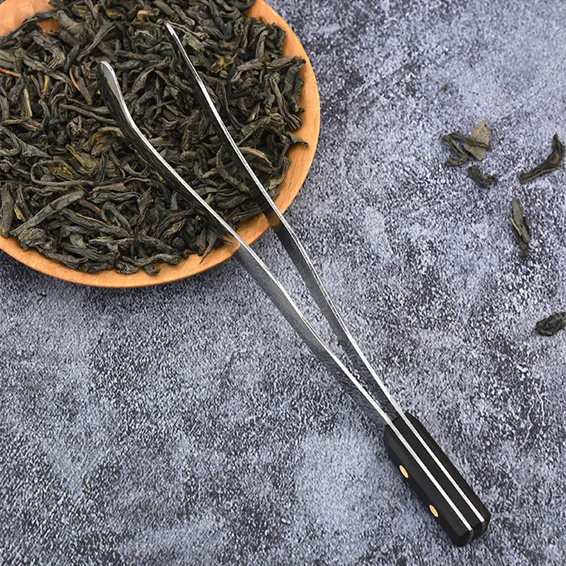 Stainless Steel Damascus Tea Knife Set with Tea Clip for Chinese Pu'er Needle Cutting Machine Delicate Pu'er Cutter Tool