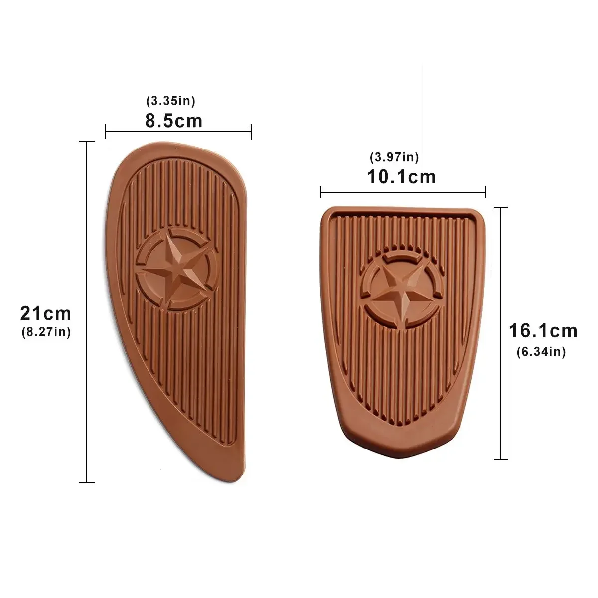 

3Pcs Retro Motorcycle Cafe Racer Gas Fuel Tank Rubber Sticker Protector Side Tank Knee Grip Pad Star Grip Decal