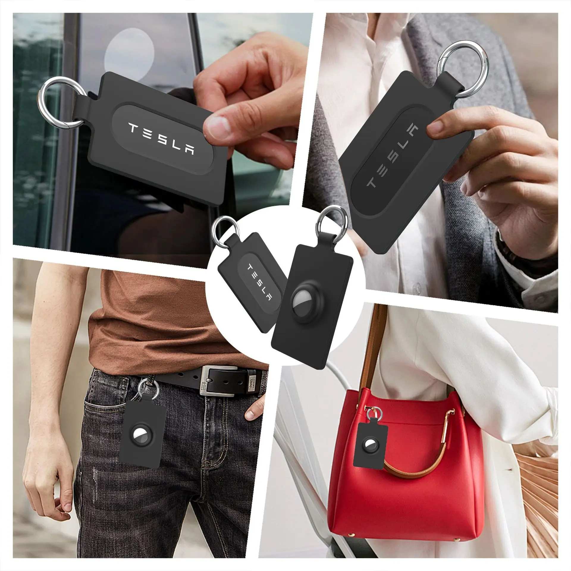 Car Smart Remote Key Card Cover Airtag Case Shell Holder Protection for Tesla Model 3 Model Y Keychain Styling Accessories car key cover