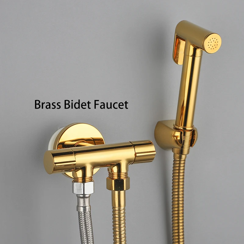 ULAGoldBrassBidetFaucetOnlyColdWaterTapHandheldBidetSpray