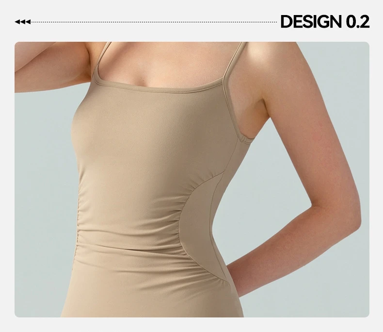 New Solid Color Base Dress Camisole Sports Skirt with Chest Pad Sexy Tight and Slim Running Sports Top Fitness Gym Tennis Skirt