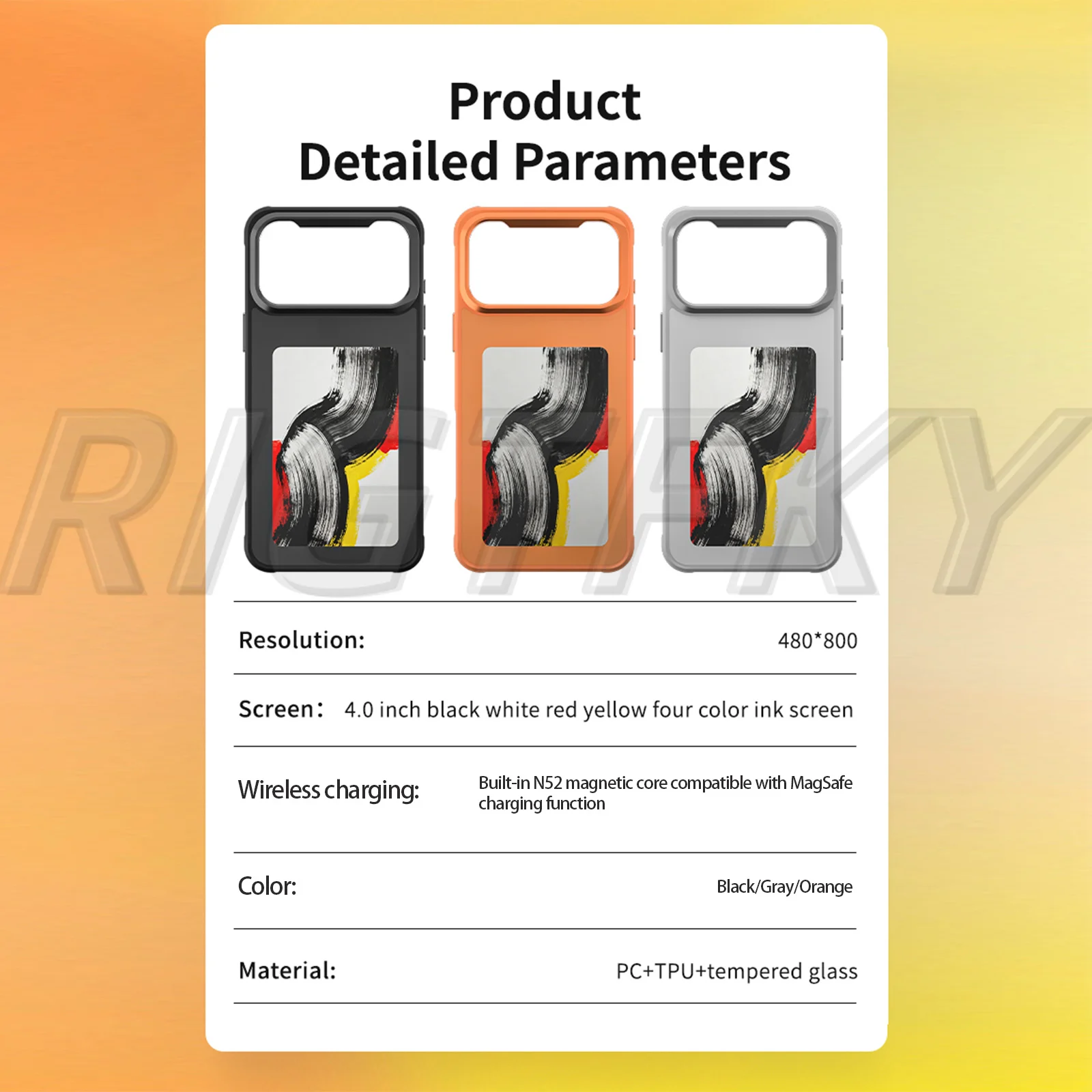 HD NFC E-ink Screen Four Colors Image Transmission For Iphone 17 Pro Max 17Pro 17 DIY Cases Battery Free