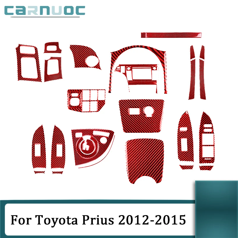 

Carbon Fiber Red Stickers Cover Trim Car Various Parts Interior Decorative Accessories For Toyota Prius 2012 2013 2014 2015