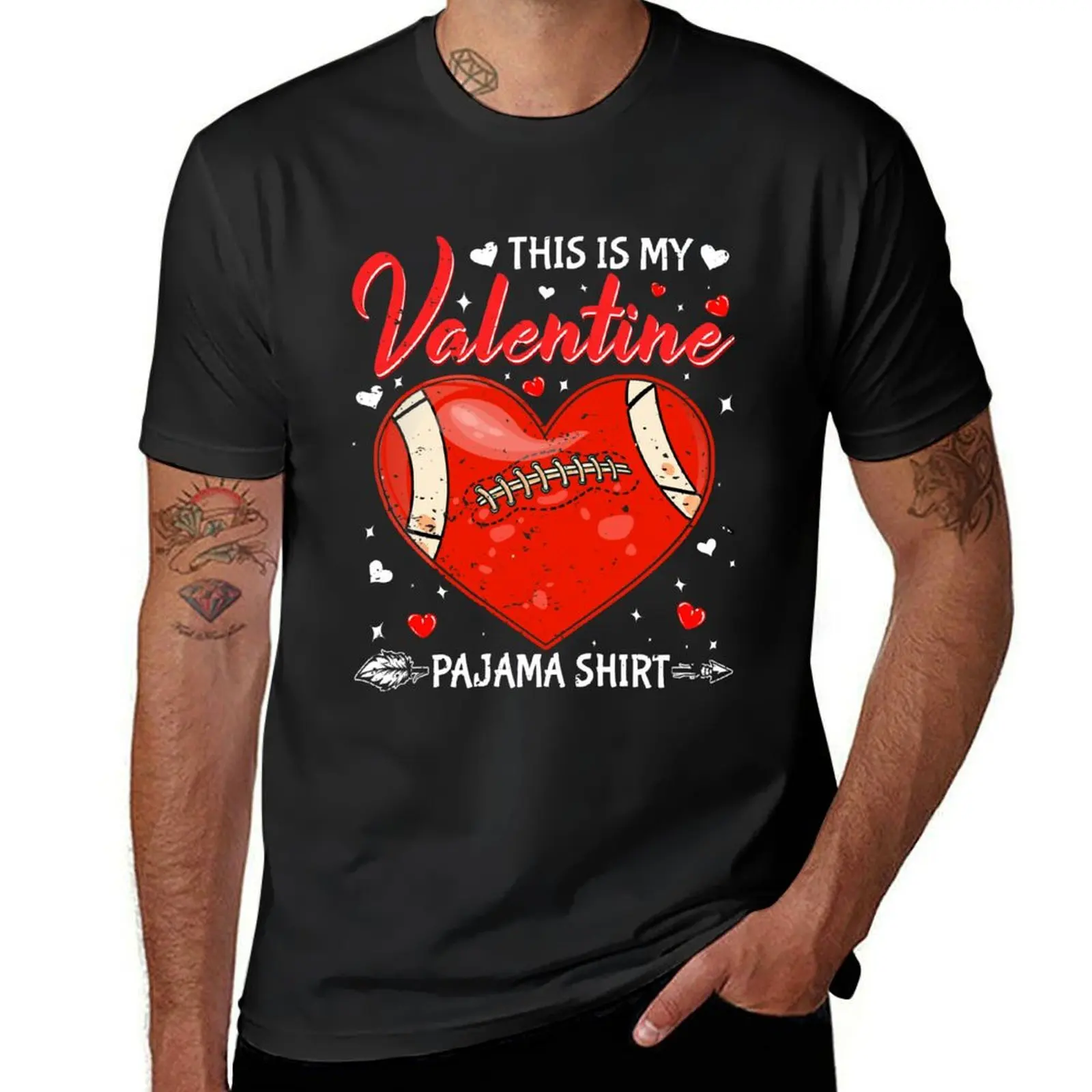 

This Is My Valentine Football Pajama Player Sports Lover T-Shirt oversizeds quick-drying tops workout shirts for men
