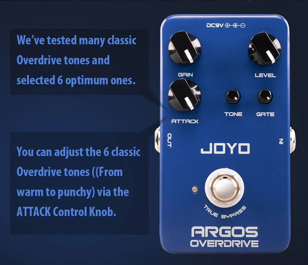JF-23 ARGOS OVERDRIVE Guitar Pedal Argos Overdrive Tones Noise Reduction Circuit
