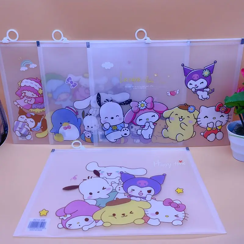 

New Creative Cartoon A4 Transparent File Bag Sealable Data Storage Bag Children's Learning Stationery Zipper Supplies Wholesale