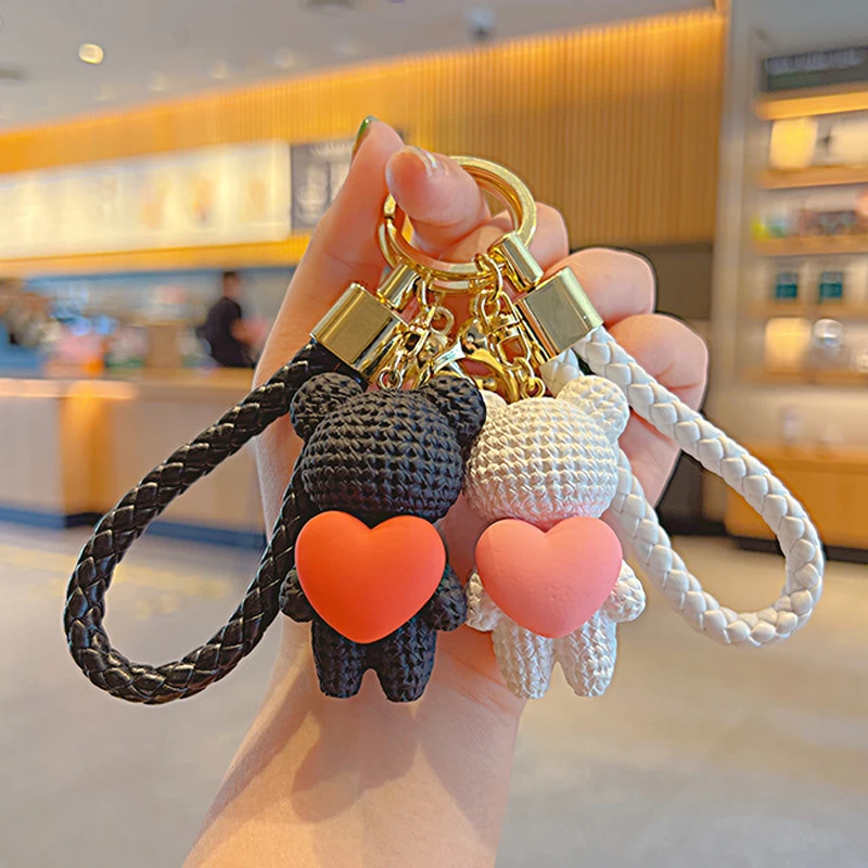 Cartoon Liebe Herz Bär Schlüssel anhänger kreative Puppe Frauen Tasche Anhänger Schmuck niedlichen Handy Auto Schlüssel ring Geburts geschenk
