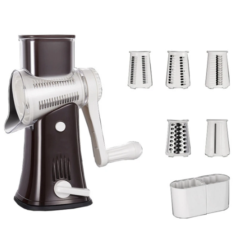 

Vegetable Cheese Grater Slicer,Rotary Chopper,Handheld Shredder Salad Slicer 5-In-1 Tumbling Multi-Use Manual Grater