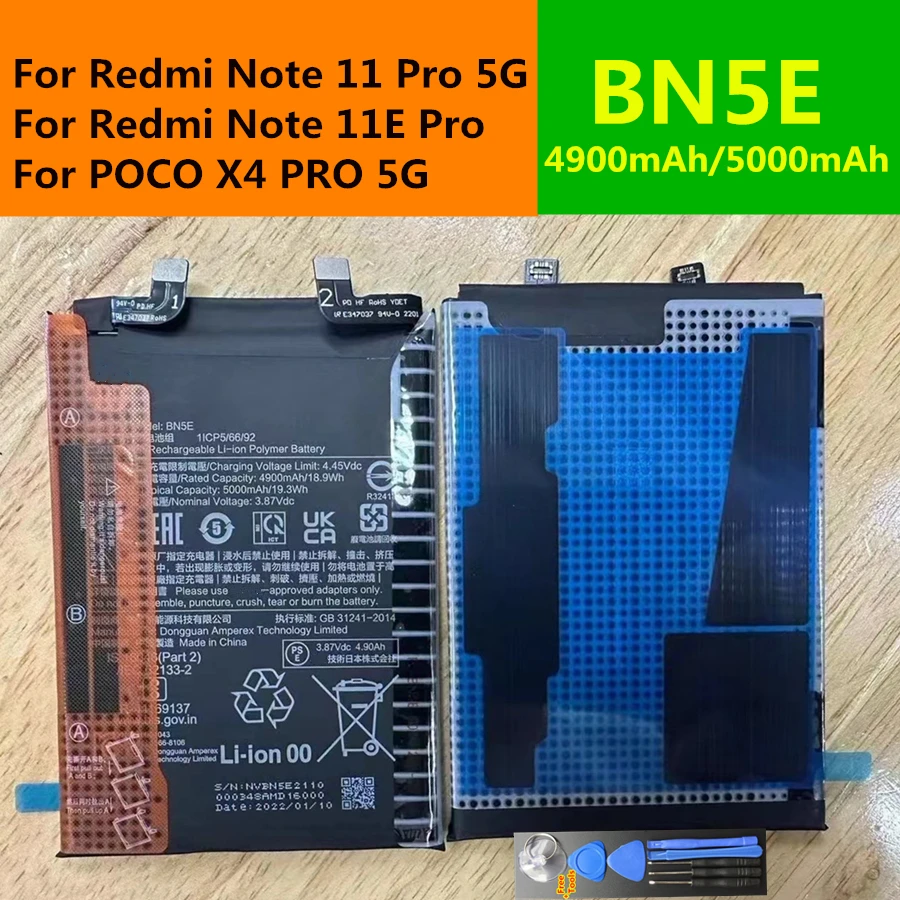 

5000mAh BN5E 100% Original New High Quality Battery For Xiaomi Redmi Note 11 11E Pro 5G/ POCO X4 PRO 5G Mobile Phone Batteries
