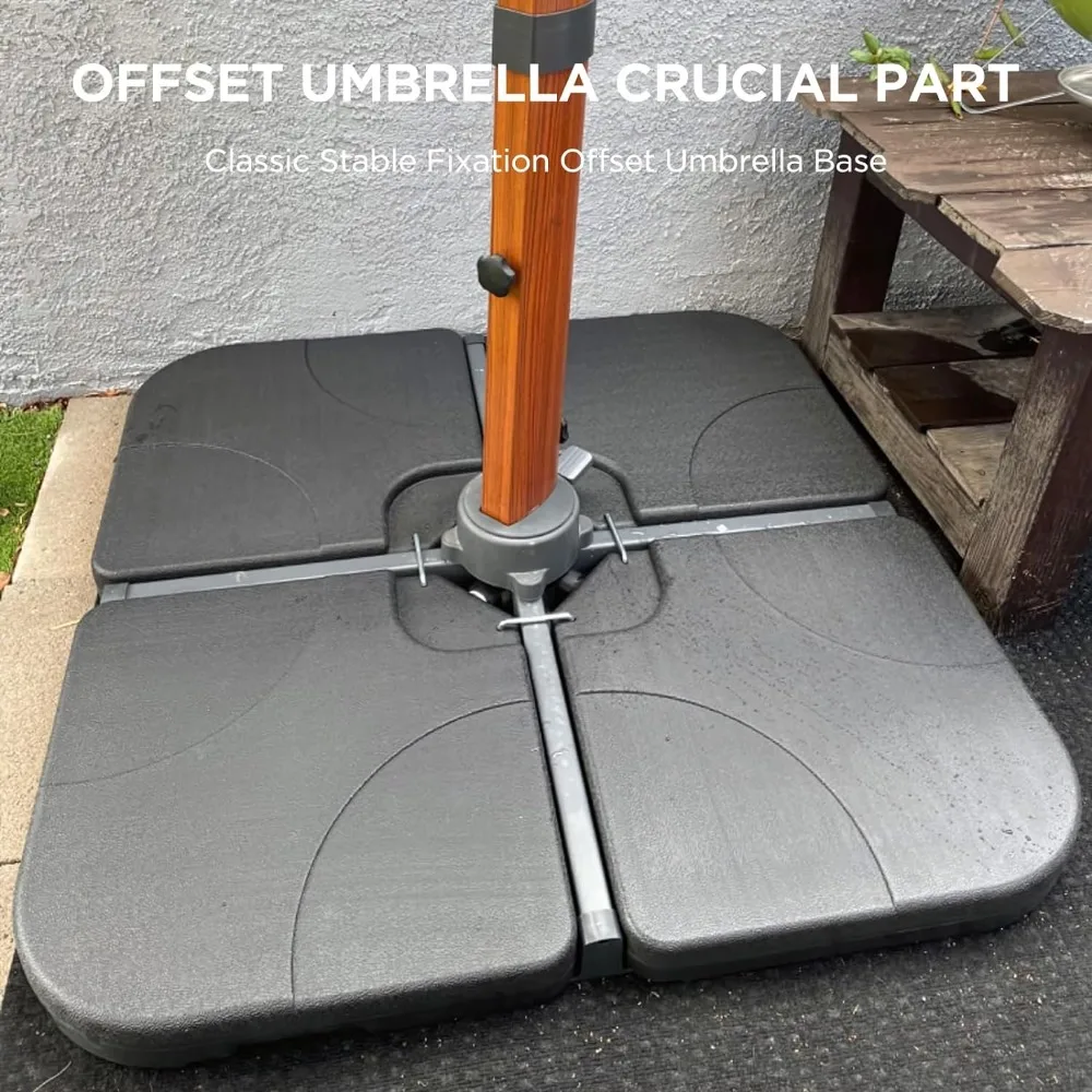 Patio Umbrella Stand Base - 4-Piece 265lbs Outdoor Offset Cantilever Umbrella Heavy Duty Weights Square Base Water 2