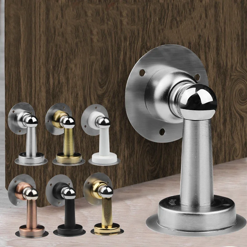 Stainless Steel Magnetic Doorstop Non-Punch Wind-Proof Door Stopper Wall Mounted Floor Mounted Door Holder Hardware