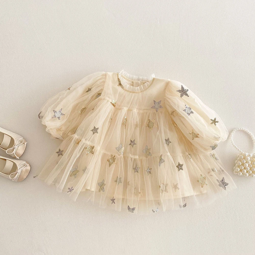 Girls Star Mesh Spring Dress Casual Fashion Clothing