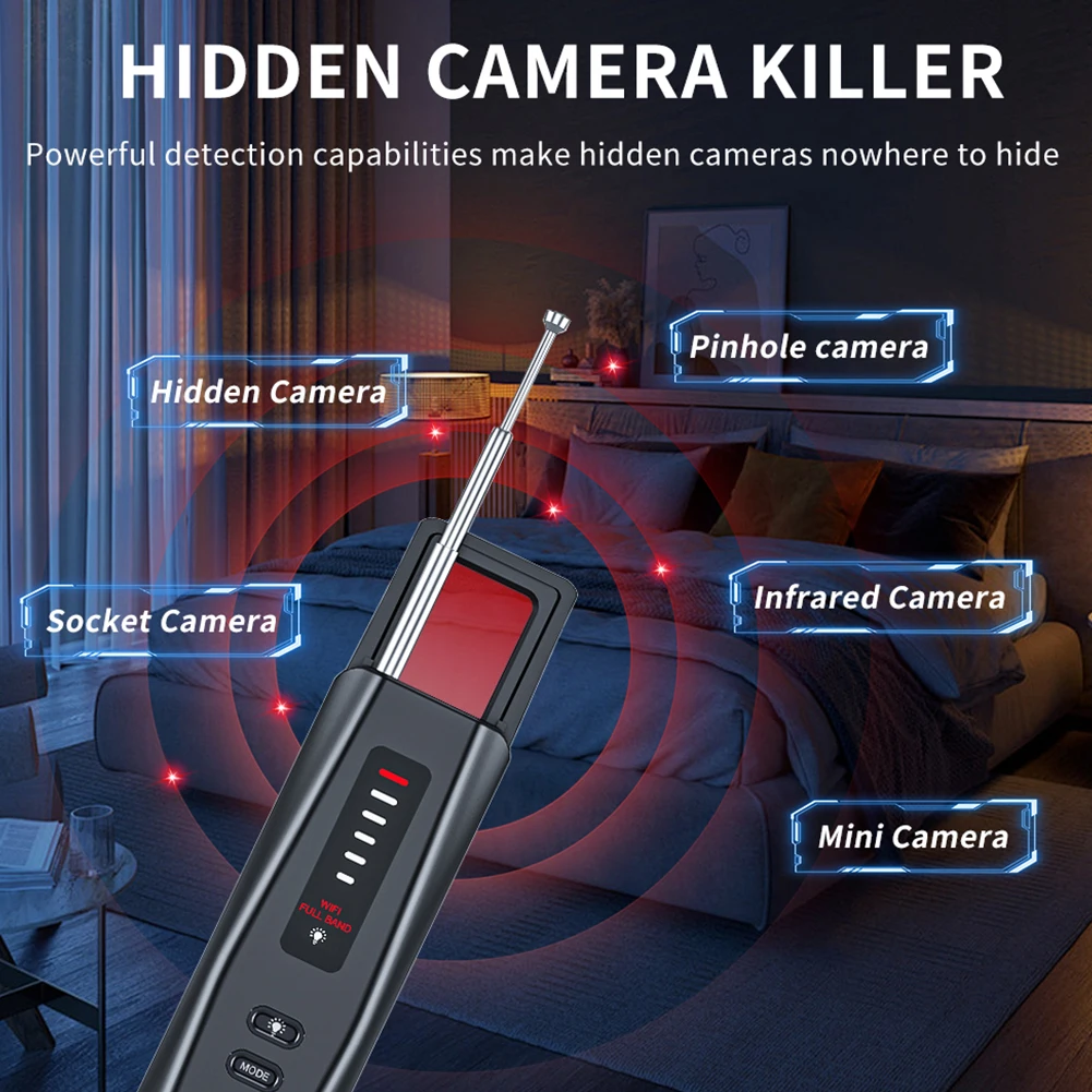 Hidden Bug and Camera Detector 5 Levels Sensitivity Bug GSM GPS WiFi Tracker Listening Device RF Wireless All Signal Scanner
