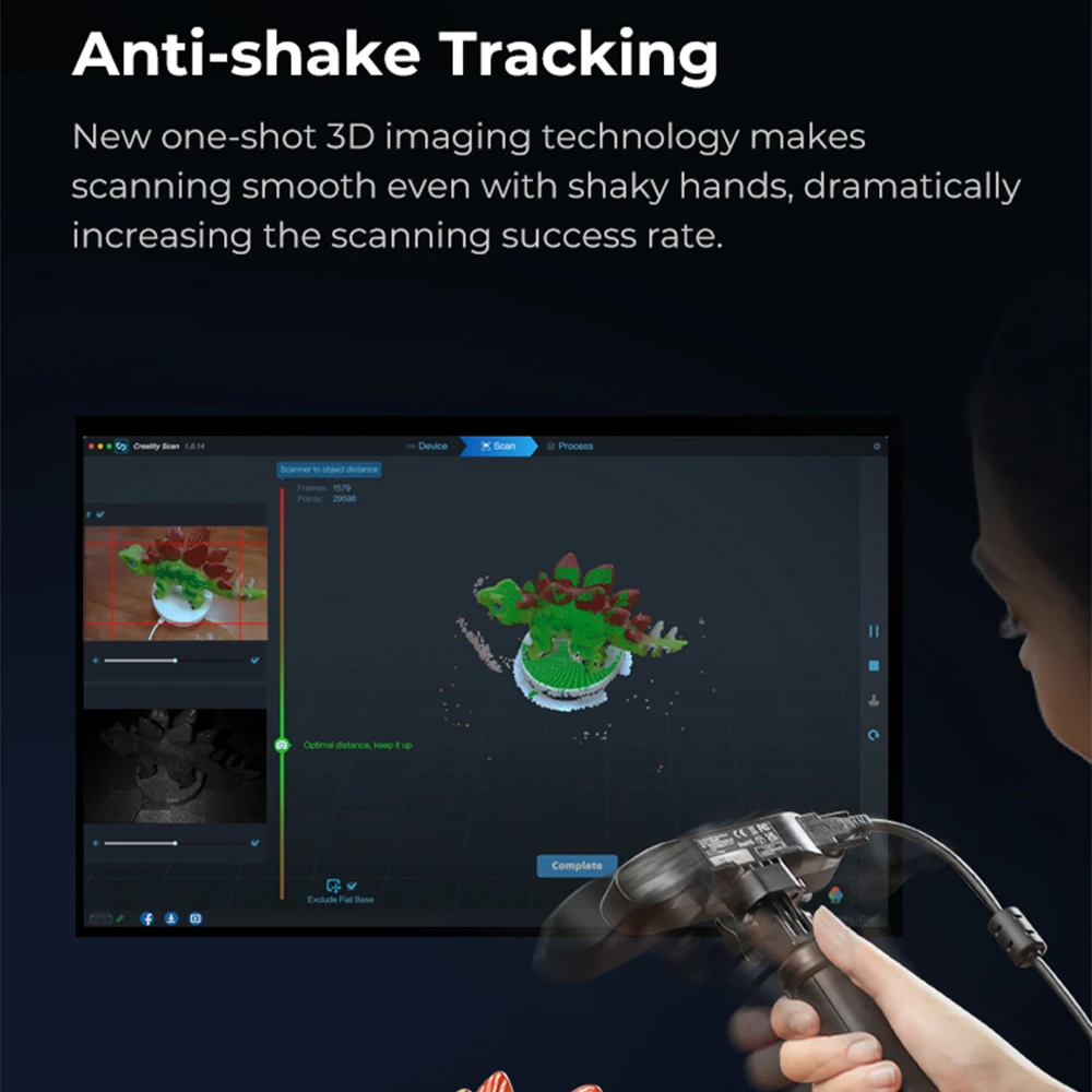 Creality CR-Scan Ferret Pro 휴대용 핸드헬드 3D 스캐너, 손떨림 방지 추적, WiFi6 무선 스캐닝, 0.1mm 정확도, 24 비트