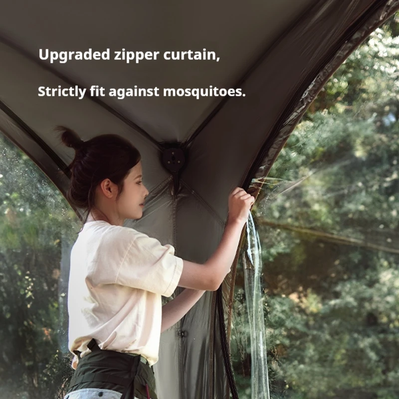 Naturehike Camping Tent Canopy Zipper for 4-6 Person Outdoor Picnic Quick Open Awning With Chimney Waterproof Car Sun Shelter