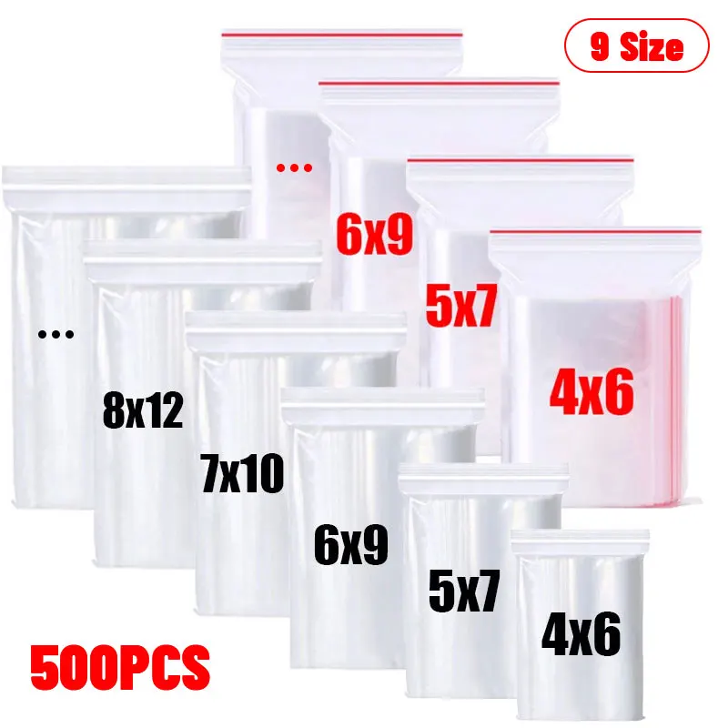 Zipper Sealed Bags Plastic Storage for Small Jewelry Food Packing Reclosable