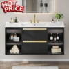 36 Inch Floating Bathroom Vanity W/ Three Holes Sink, Wall Mounted Cabinet W/ 2 Drawers & 4 Open Storge,Undermount Ceramic Basin 1