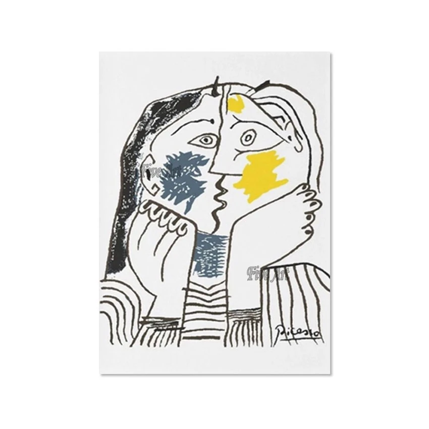 

Art Abstract Kissing People Picture Line Design Wall African Figure 3d Oil Painting On Canvas Unframed Rooms Decoration Couple
