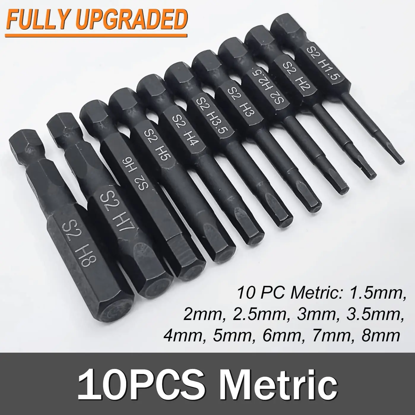 

10 Pcs Imperial/Metric Hex Head Allen Wrench Drill Bit Set Quick Release Shank Magnetic Screwdriver Bit Set 1/4" Diameter