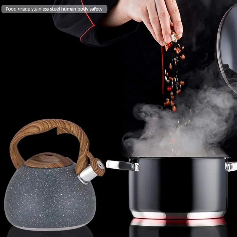 Whistling Tea Kettle Stainless Steel Teapot for Stove Top 3L Induction Cookers Electric Ceramic Stove Flat Bottom Boiling Kettle