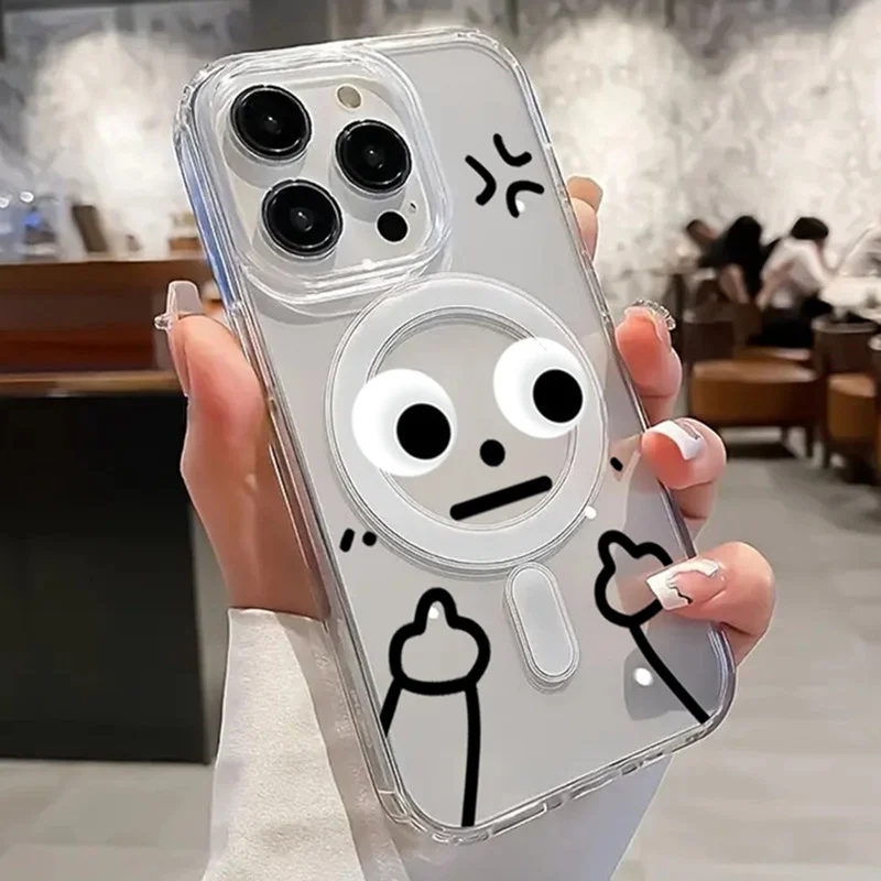 Transparent Magnetic Phone Case with Matchstick Design - Clear and Stylish Protection