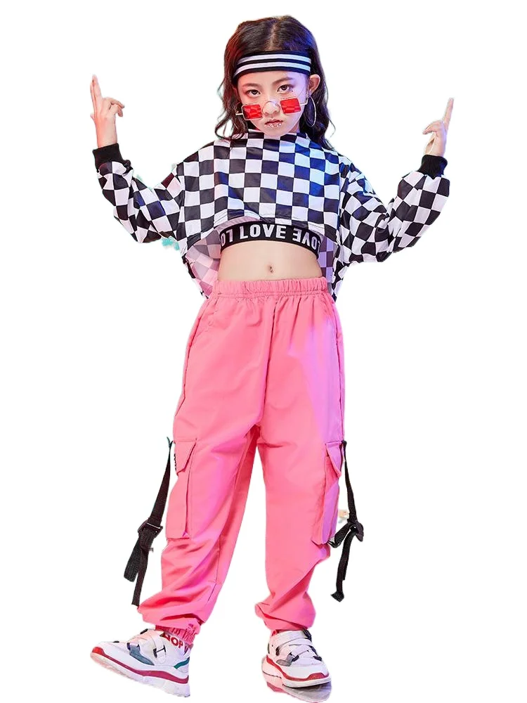 

Kids Hip Hop Dancing Clothes For Girls Sweatshirt Croped Tops Tactical Cargo Pants Jazz Dance Costumes Clothing Stage Outfits