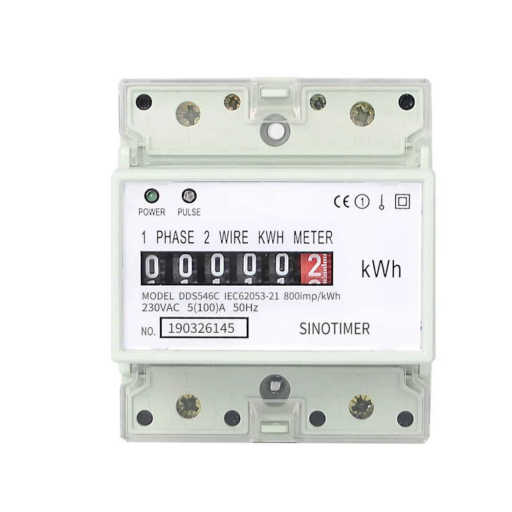 

DDS546C Single Phase 4P Energy Counter Meter Analog Electric Wattmeter Electric Din Rail Energy Meter Watt Meter