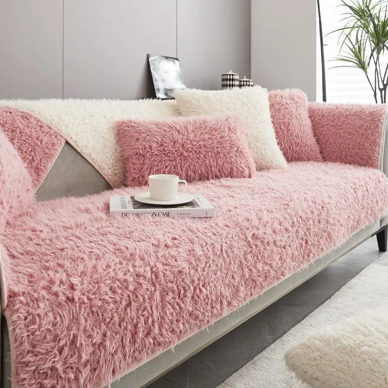 Fur Sofa Cover Thicken Plush Sofa Cushion Non-slip Sofa Mat Couch Cushion For Living Room Home Decoration Carpet 2