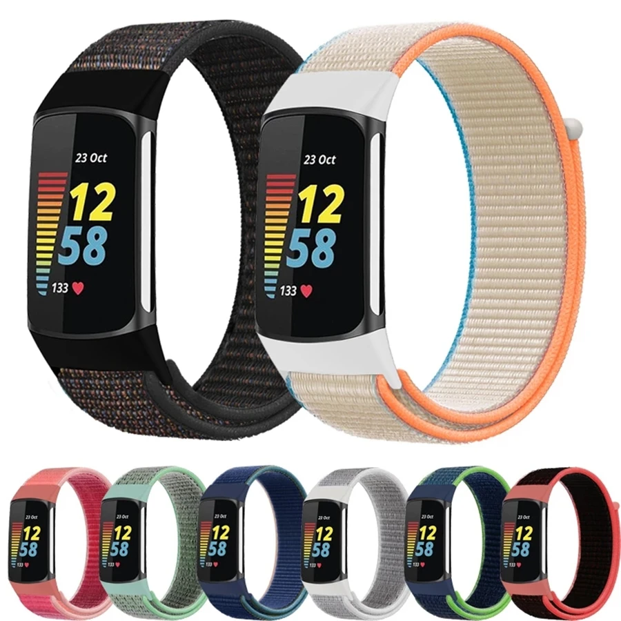 

Nylon Strap for Fitbit Charge 5 Smart Watch Sports Nylon Loop Bracelet Wristband Correa Pulsera for fitbit Charge 5 Band