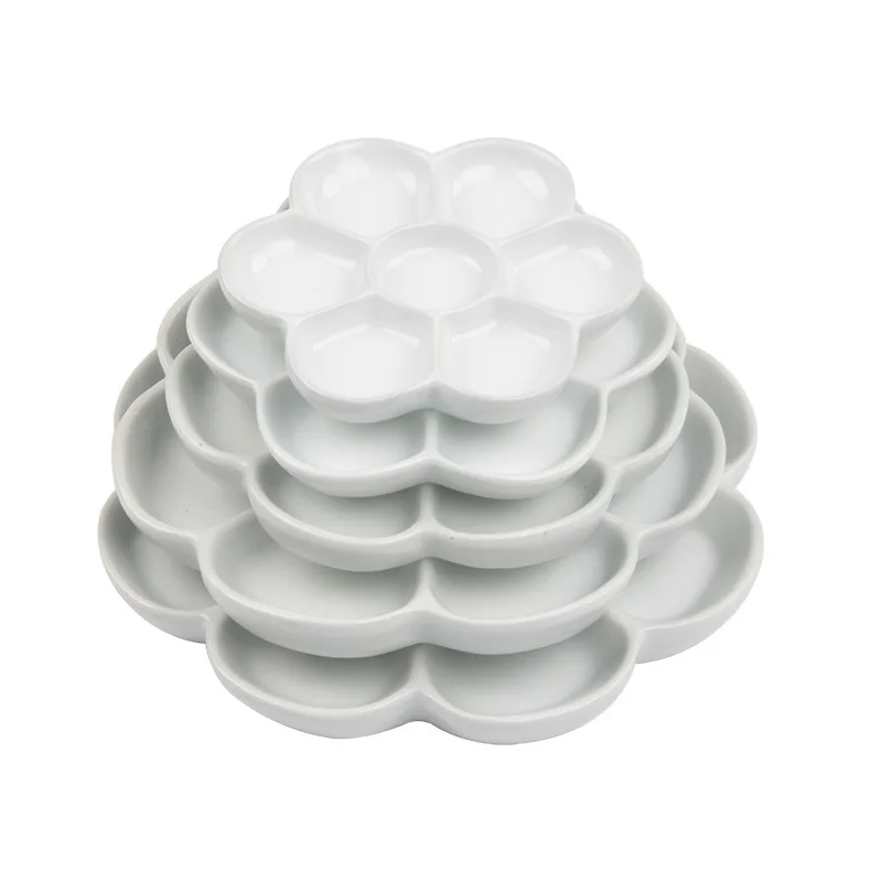 Plum Ceramic Palette Gouache Acrylic Paint Tray Jingdezhen Pottery Watercolor Plate Beautiful and Durable Multi-specification Paint Tray Color Palette Watercolor Palette