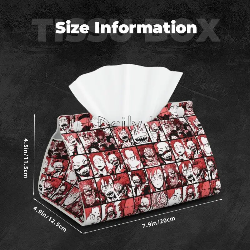 My Hero Academia Collage Facial Tissue Box Cover Rectangular Waterproof PU Leather Tissue Holder for Bathroom Home Office Car 4