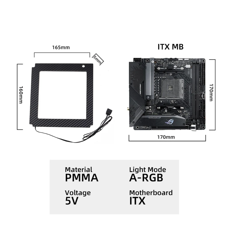 Motherboard RGB Backplate Light Emitting Back-Plane 5V 3 Pin ARGB Desktop Decor Lamp StripATX/MATX/ITX A-RGB Framex