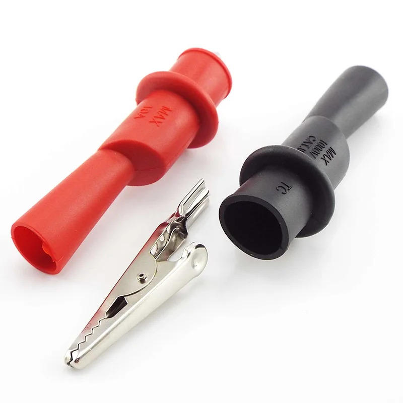 1 Pair Insulation Alligator Clip 2mm Socket Metal Crocodile Clamp Test Accessories for Multimeter 1000V/10A alligator clips alligator clip adapter