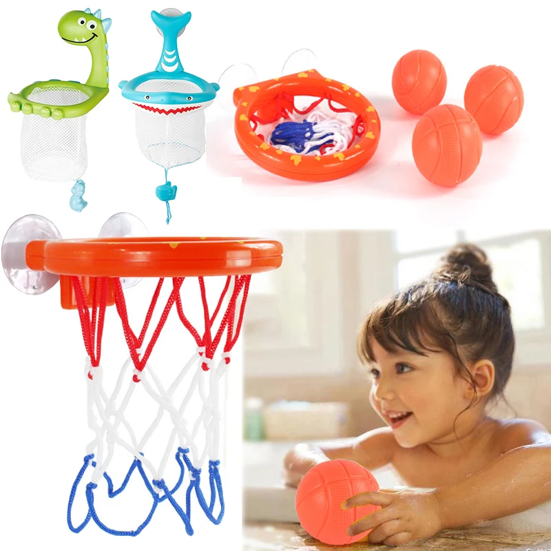 

Cute Animal Baby Bath Toy Toddler Toys Water Toys Bathtub Shooting Basketball Hoop with 3 Balls Bathroom Kids Outdoor Play Set