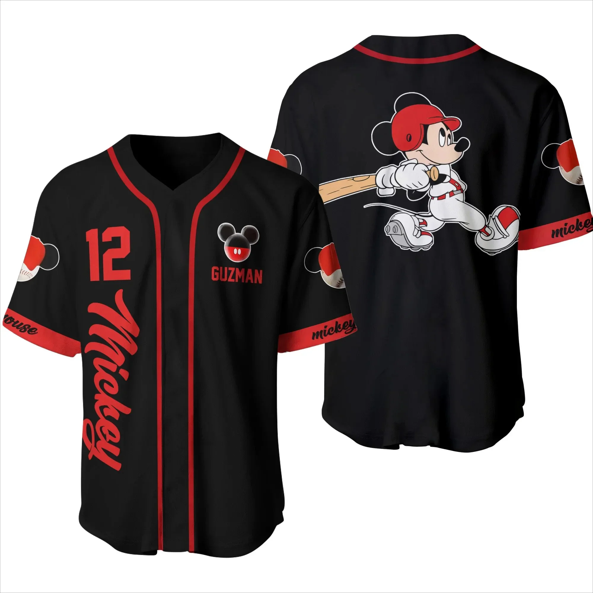 thumbnail image 1 of Camisetas de béisbol de dibujos animados de Mickey Mouse de Disney MINISO para niños adultos, camisetas de manga corta de moda de gran tamaño en 3D de Minnie, 1 of 5