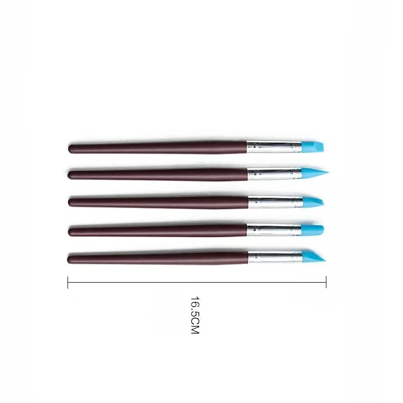 Description Picture 6 of item5PCS Silicone Clay Sculpting Tool for Brush Modeling Dotting Nail Art Pottery Clay Tool DIY Carving Sculpting Tools Nail Brush