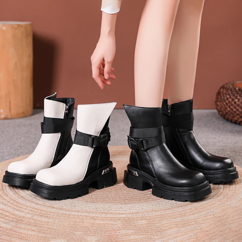 

Chelsea Boots Women Winter New Ankle Flats Platform Walking Shoes Designer Chunky Casual Shoes Goth Punk Motorcycle Botas