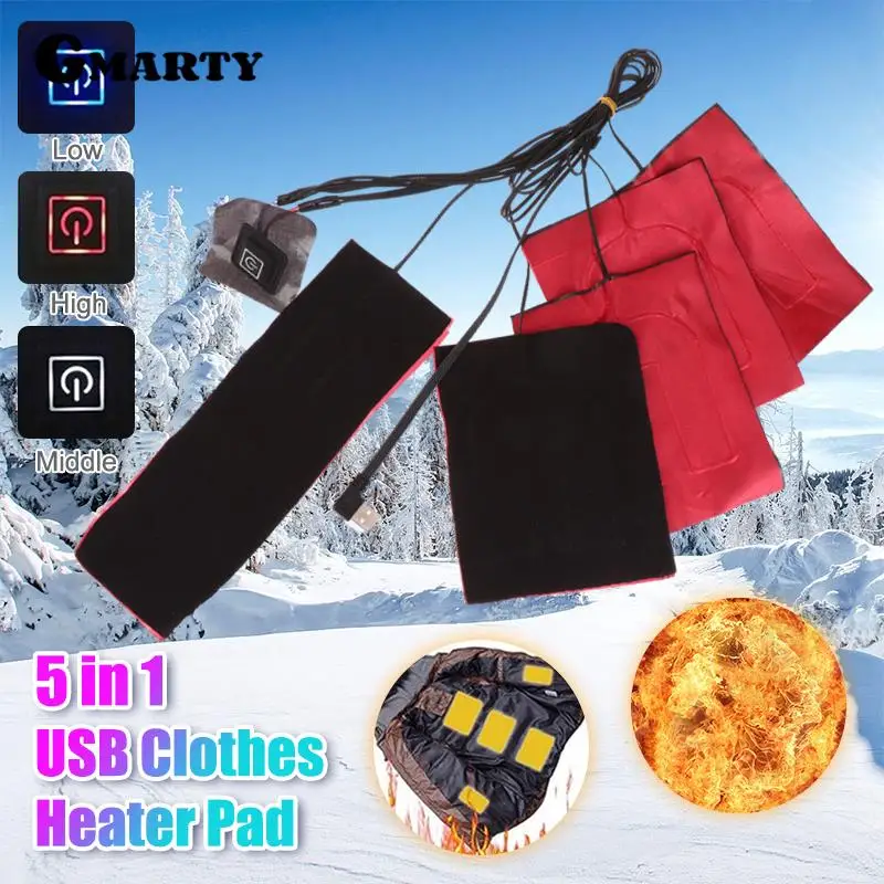 

4 in 1 5 in1 USB Clothes Heater Pad Adjustable Temperature Electric Heating Sheet Heating Warmer Pad For Vest Jacket