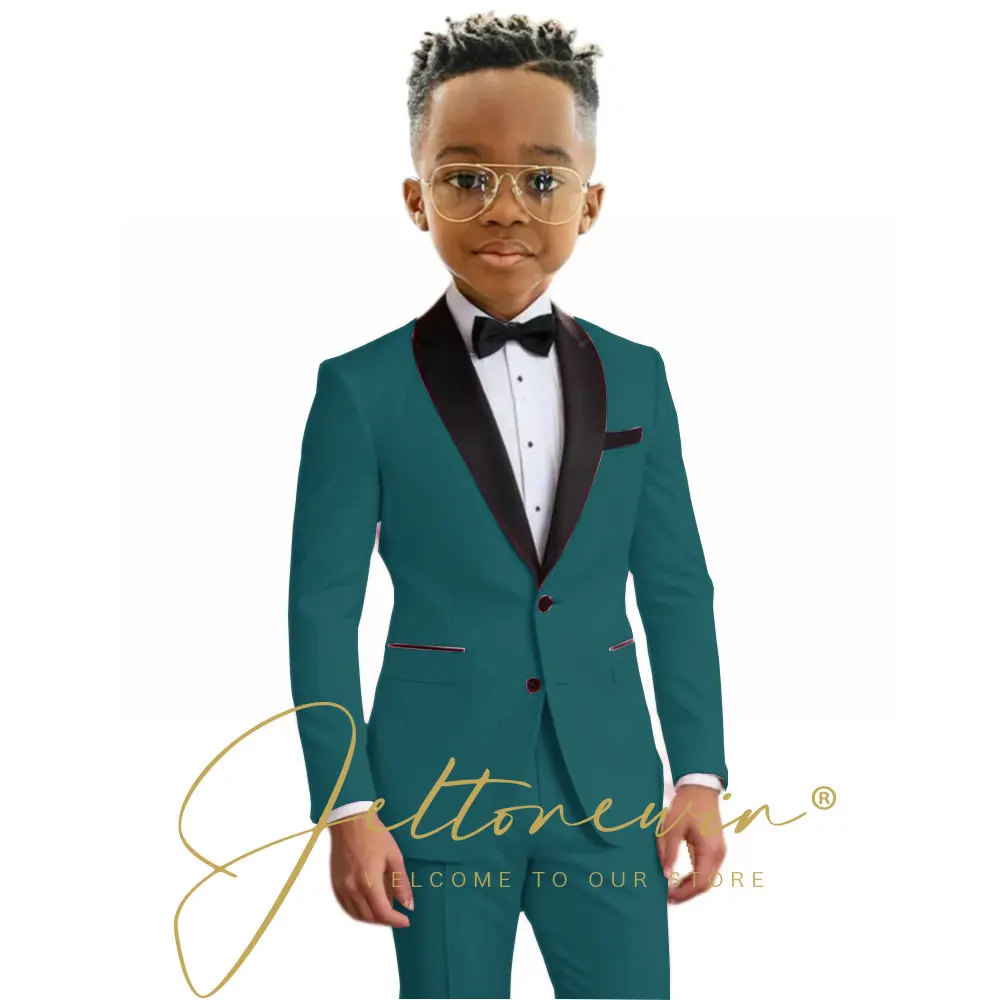 Charming Pink Boys' Two-Piece Formal Tuxedo Set with Shawl Lapel Blazer and Slim Fit Pants