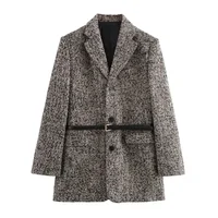 BM&MD&ZA 2024 Autumn New Women's Clothing Style Commuting Leisure Fashion with Belt Diagonal Loose Waist Suit Coat 1